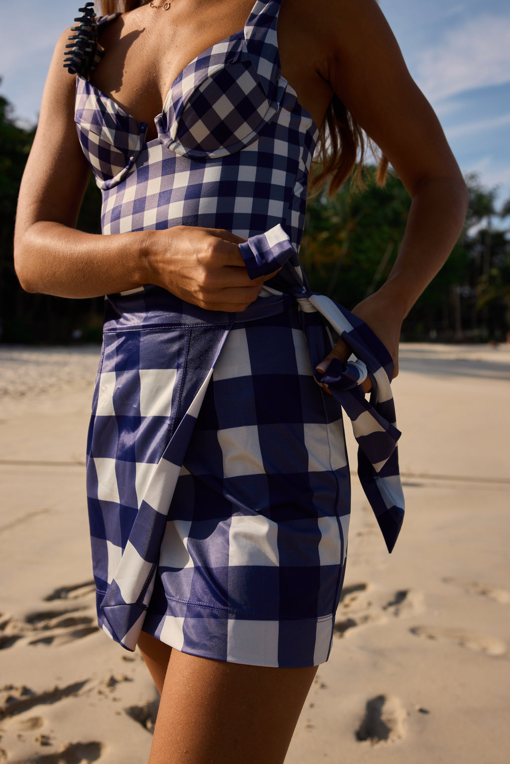 Navy Gingham Cabana Skirt