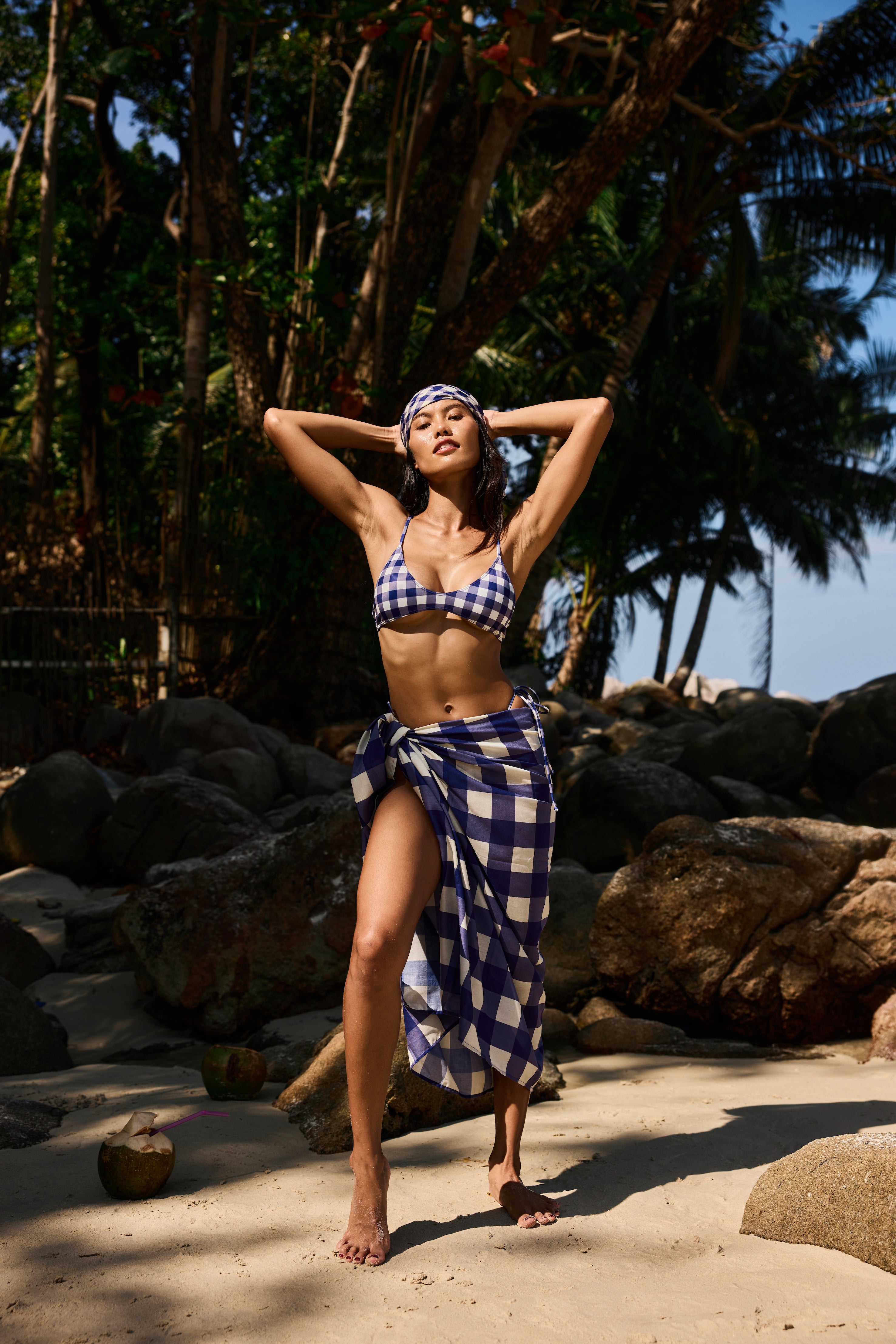 Navy Gingham Sarong