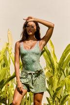 Sage Paisley Shell Swimsuit
