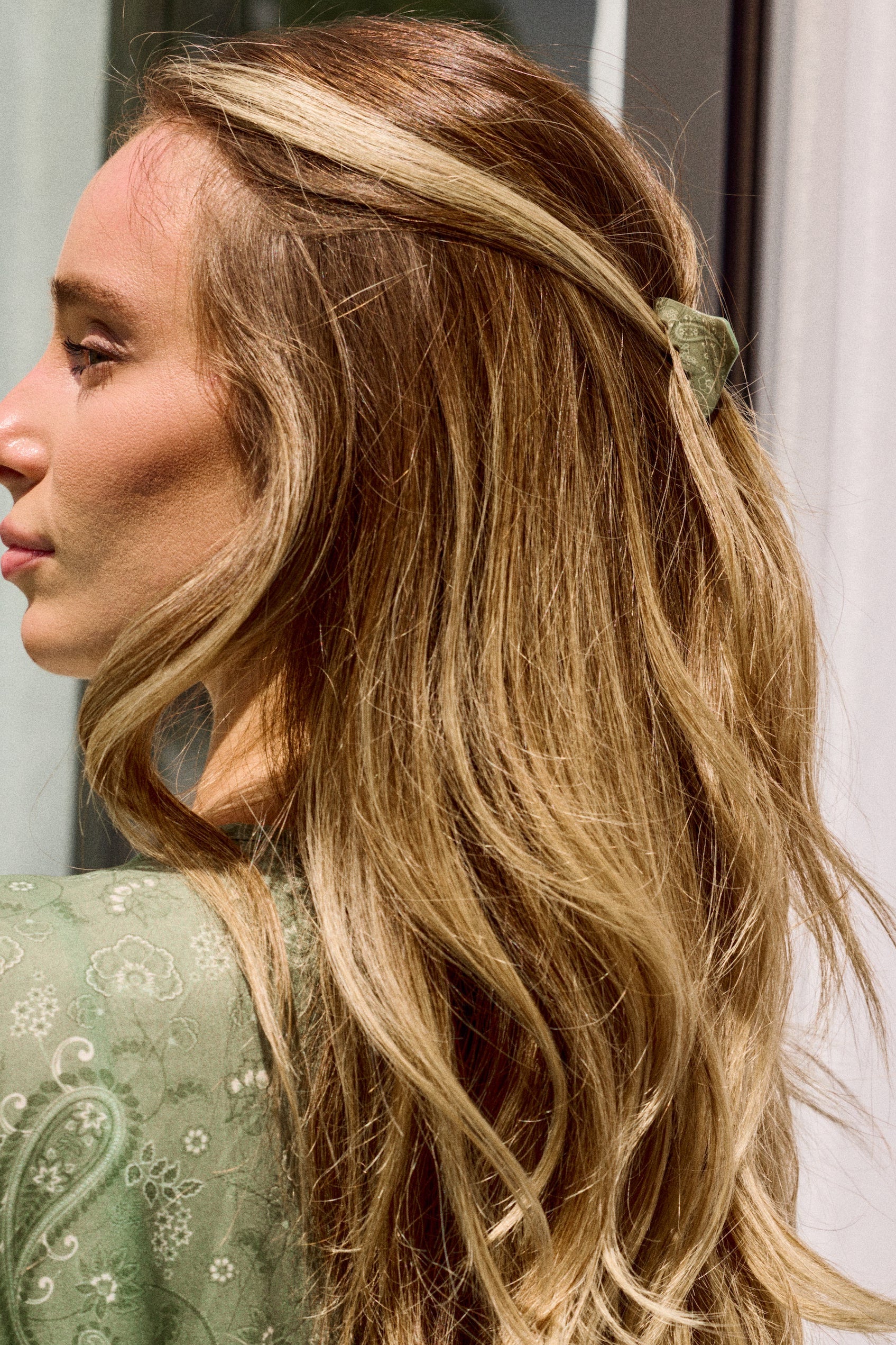 Sage Paisley Mini Claw Clip