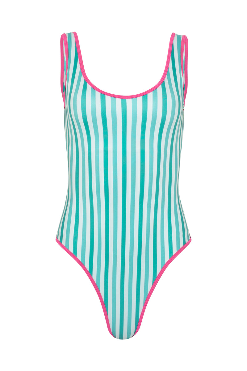 Stripe Shell Swimsuit