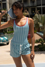 Stripe Shell Swimsuit