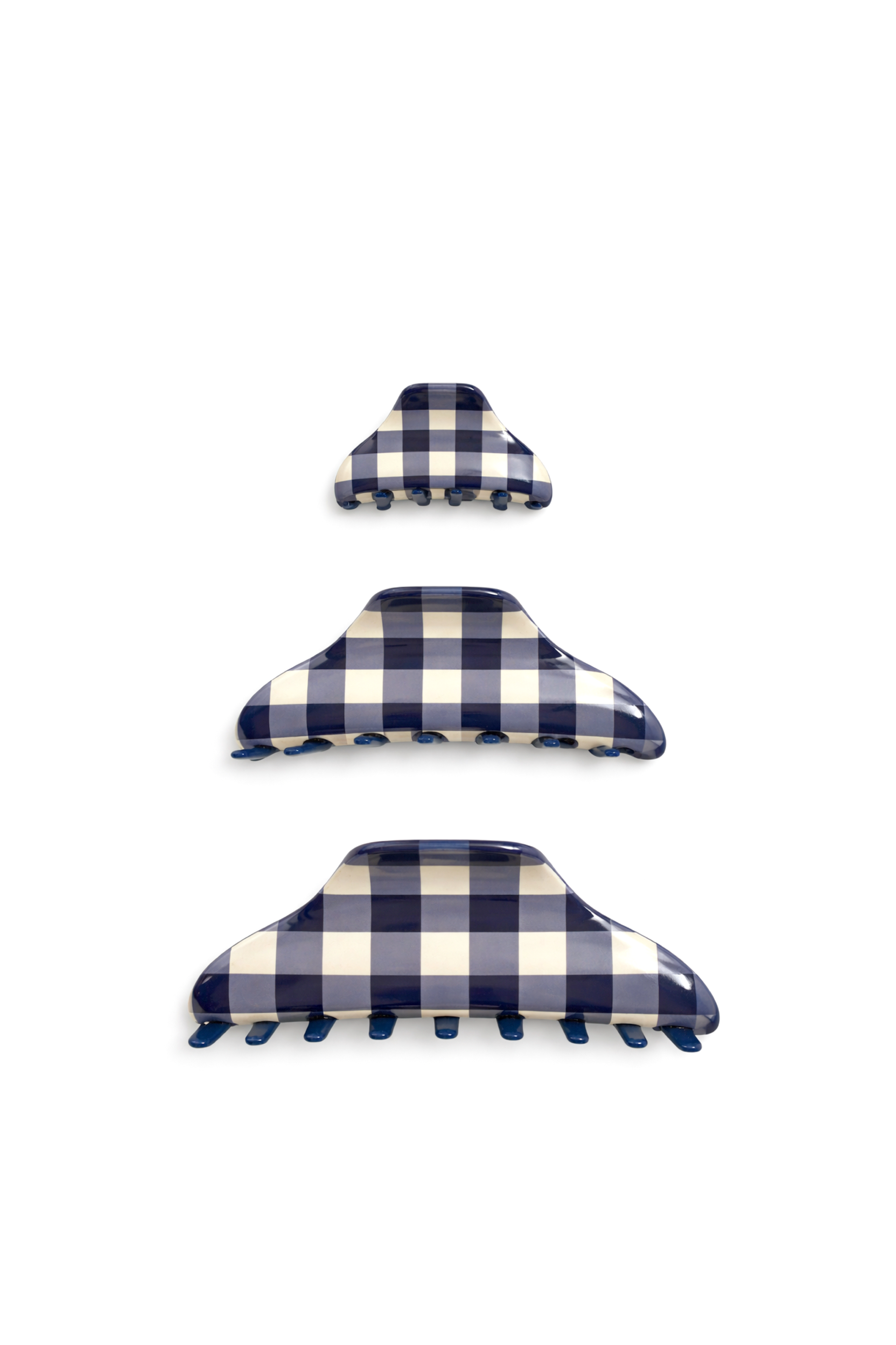Navy Gingham Claw Clip Set