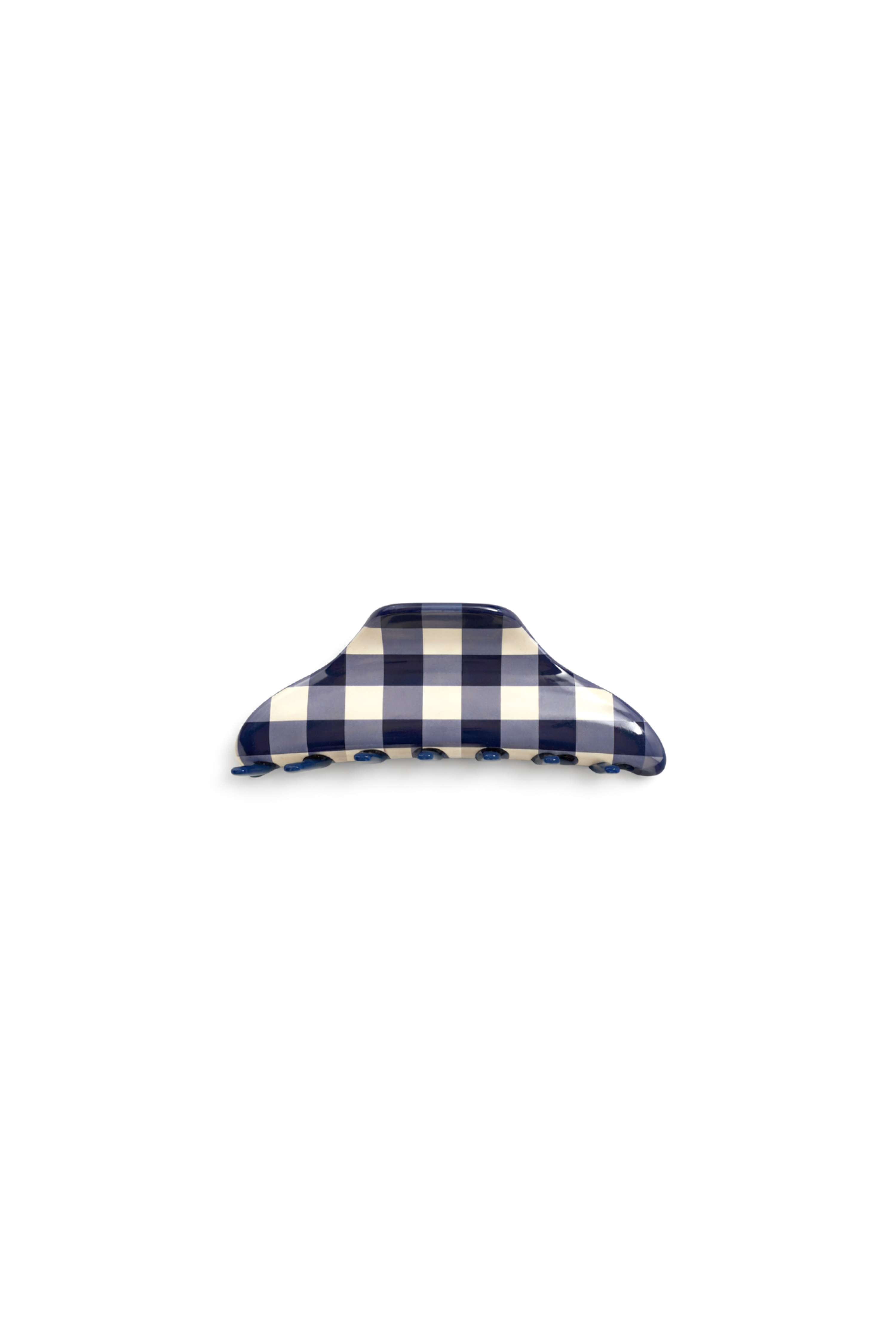 Navy Gingham Midi Claw Clip