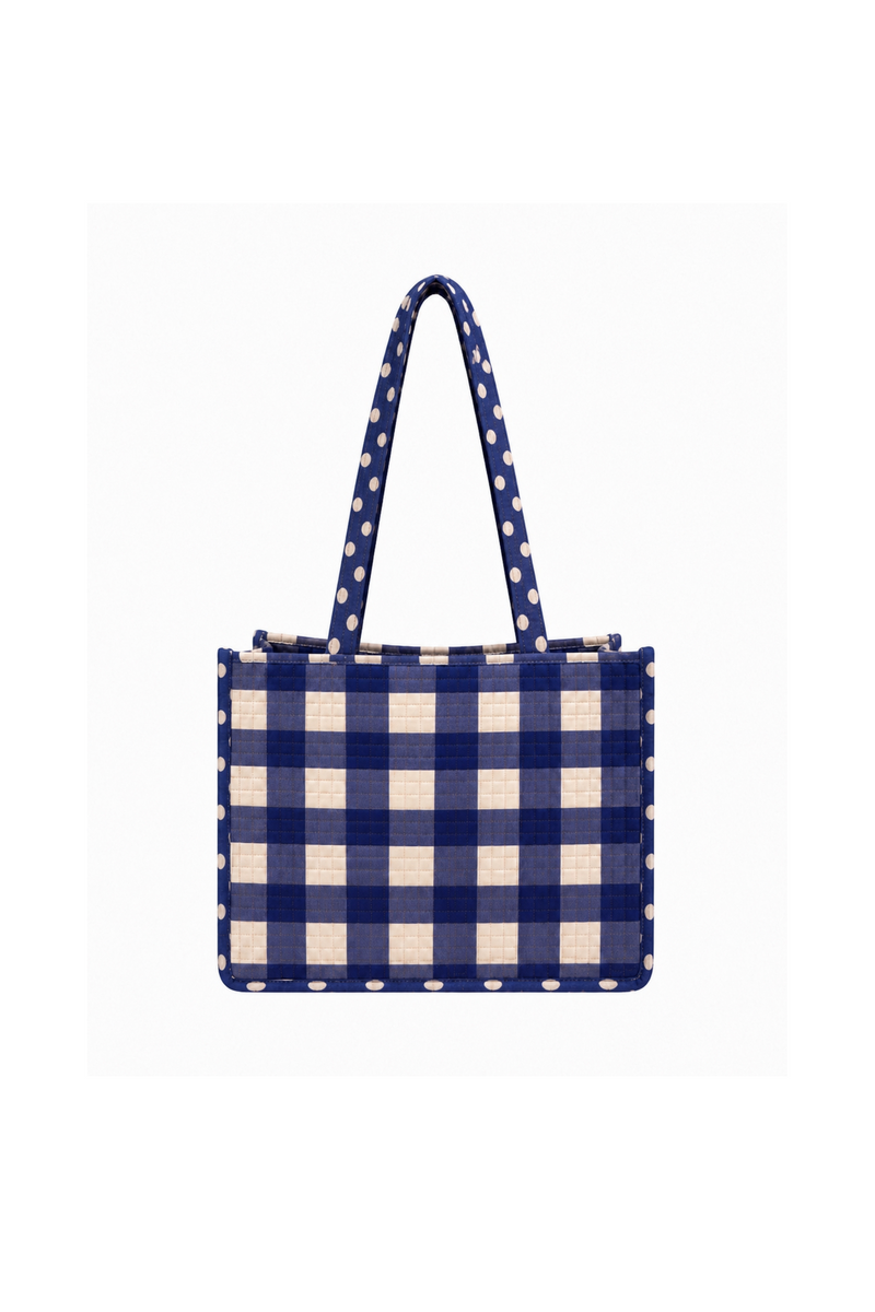 Navy Gingham Tote Bag