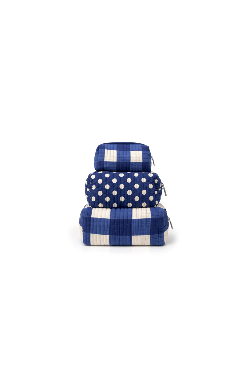 Navy Gingham Toiletry Set