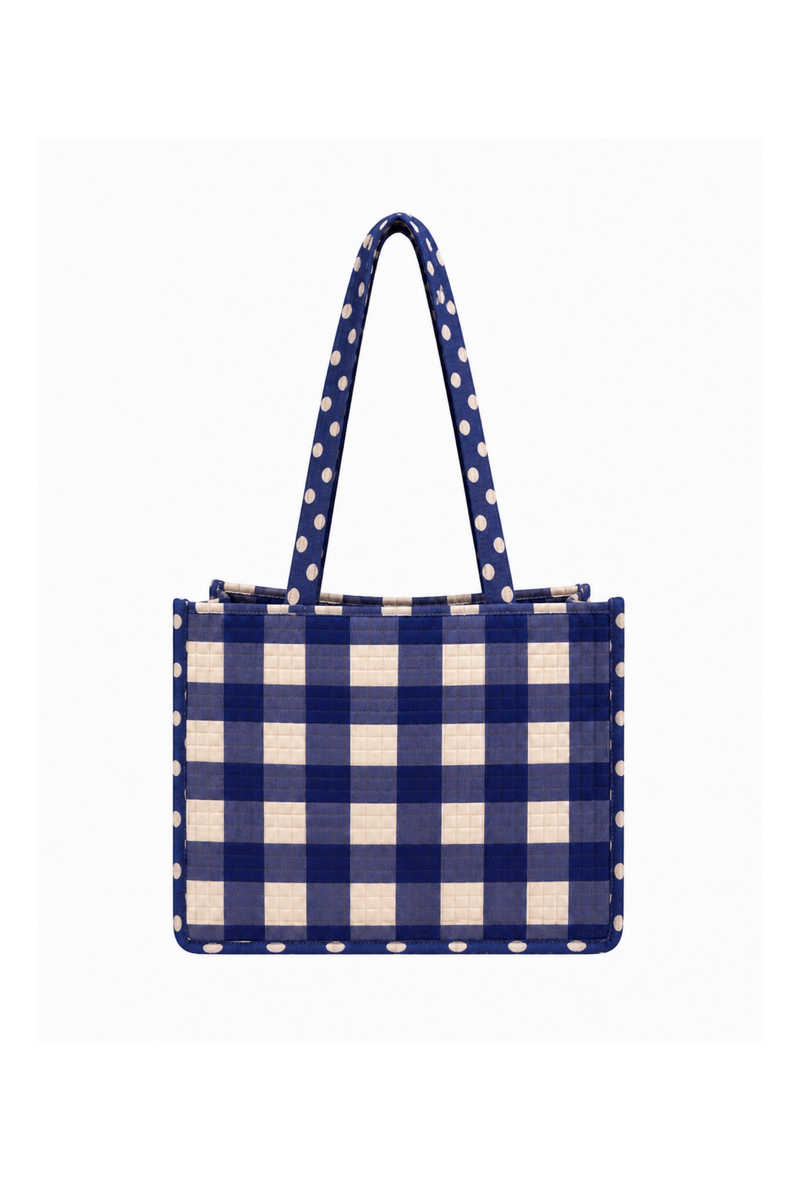 Navy Gingham Tote Bag