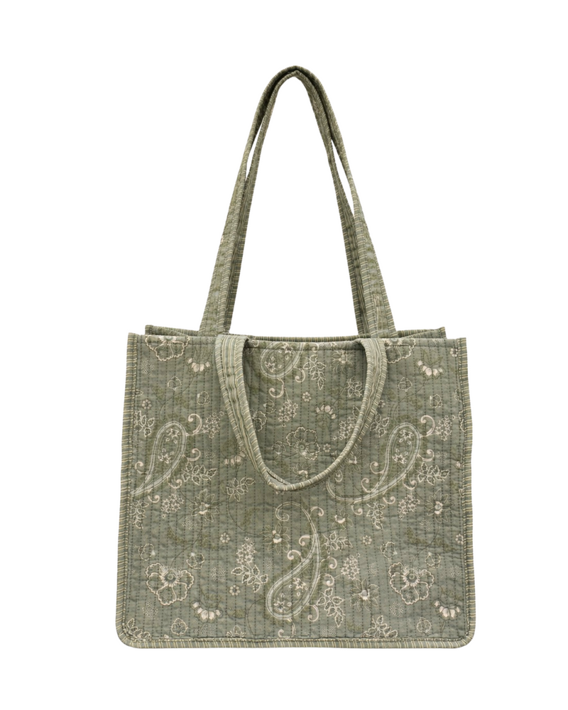 Sage Paisley Tote Bag