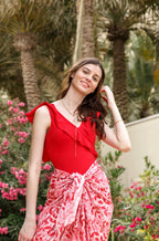 Red Ruffle Swimsuit