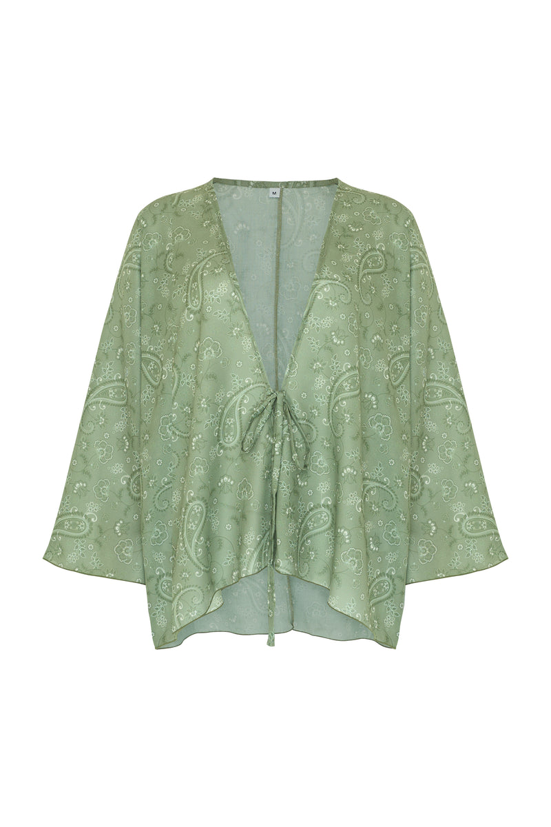 Sage Paisley Luna Tie Top