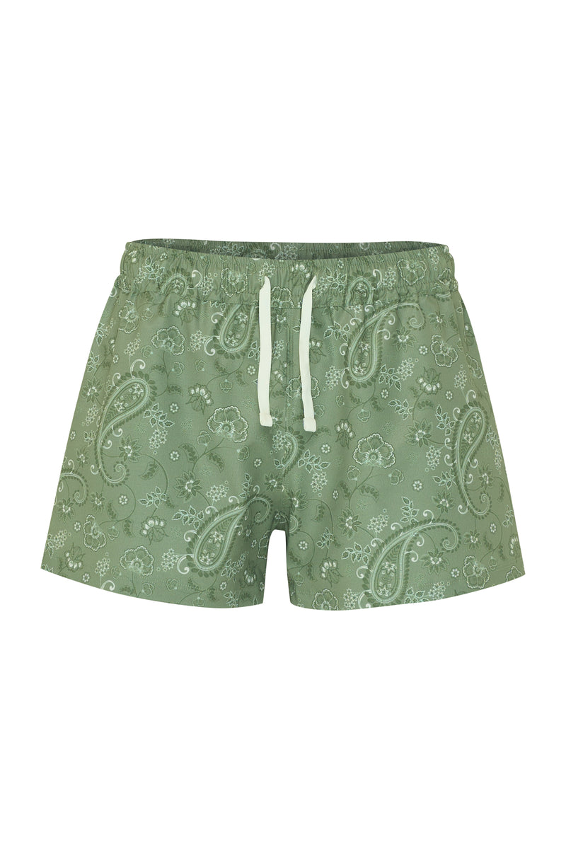 Sage Paisley Low Rise Shorts