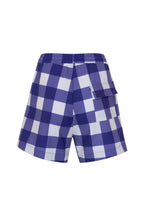 Navy Gingham High Waisted Shorts