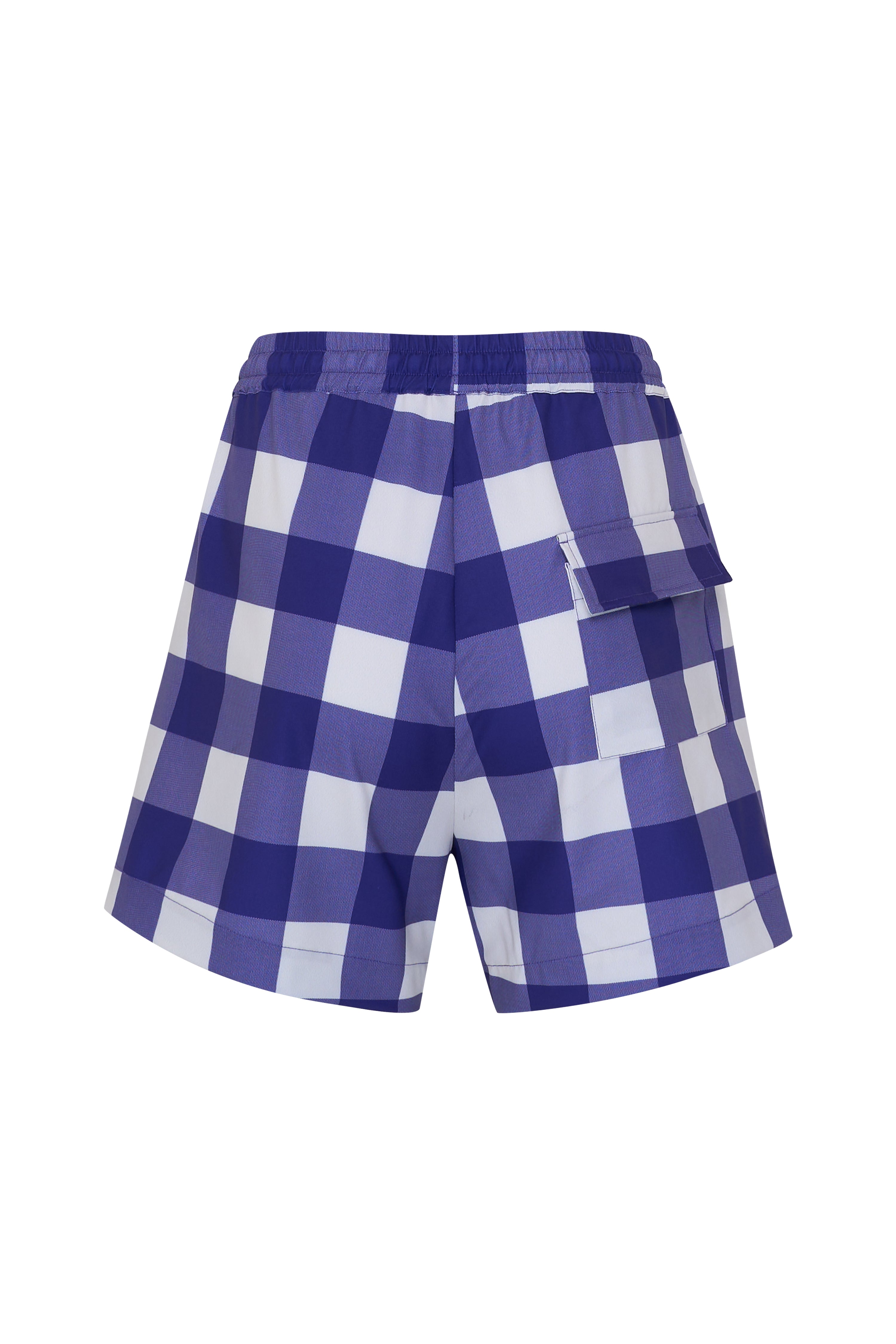 Navy Gingham High Waisted Shorts