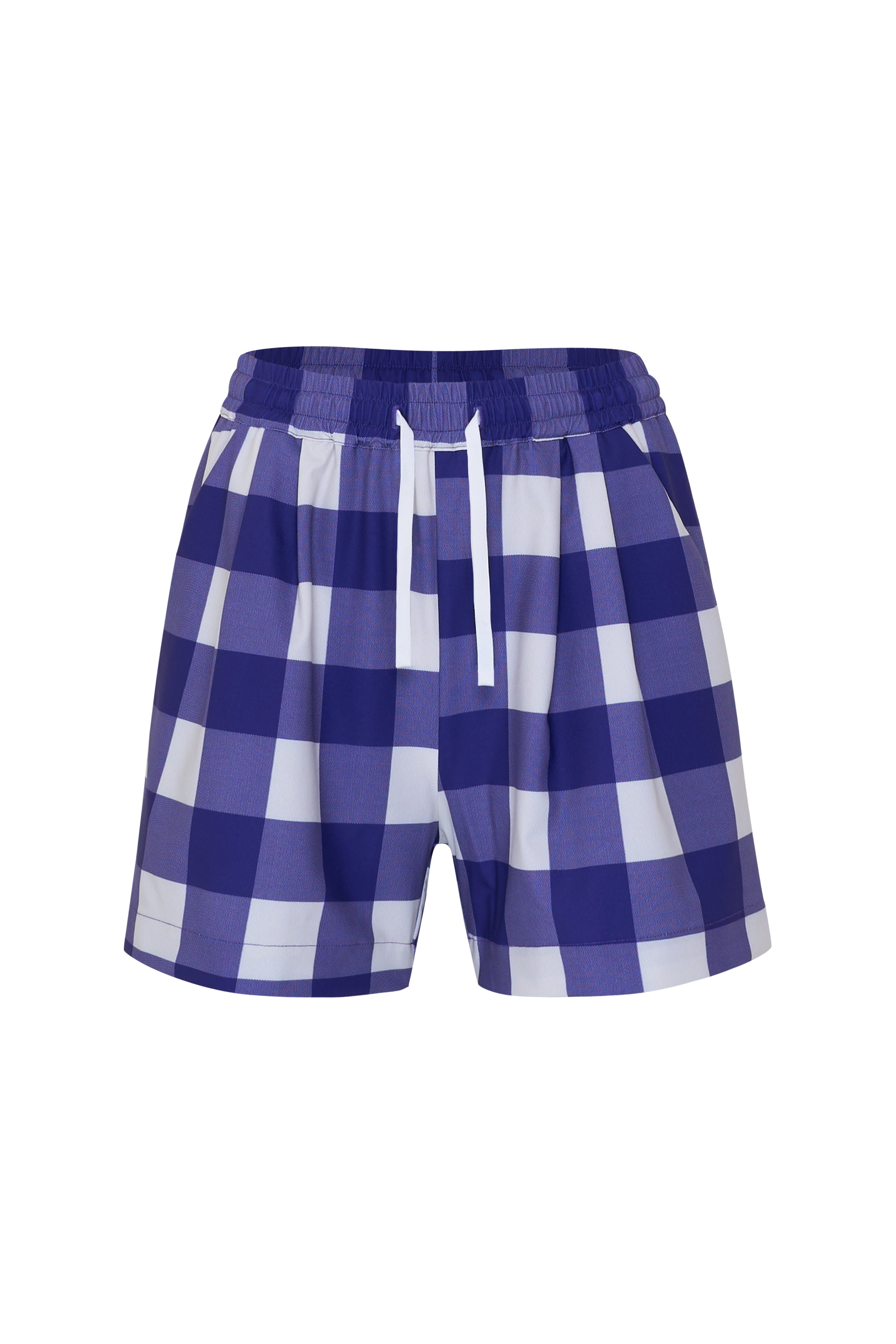 Navy Gingham High Waisted Shorts – XAIA