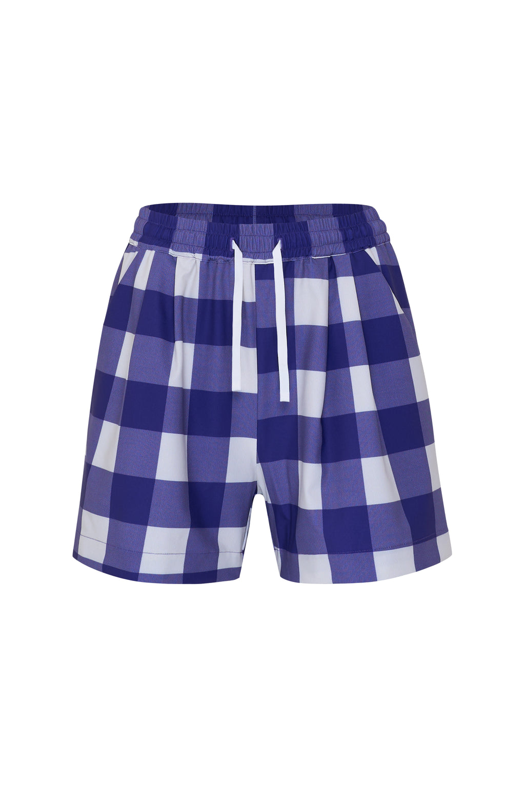 Navy Gingham High Waisted Shorts