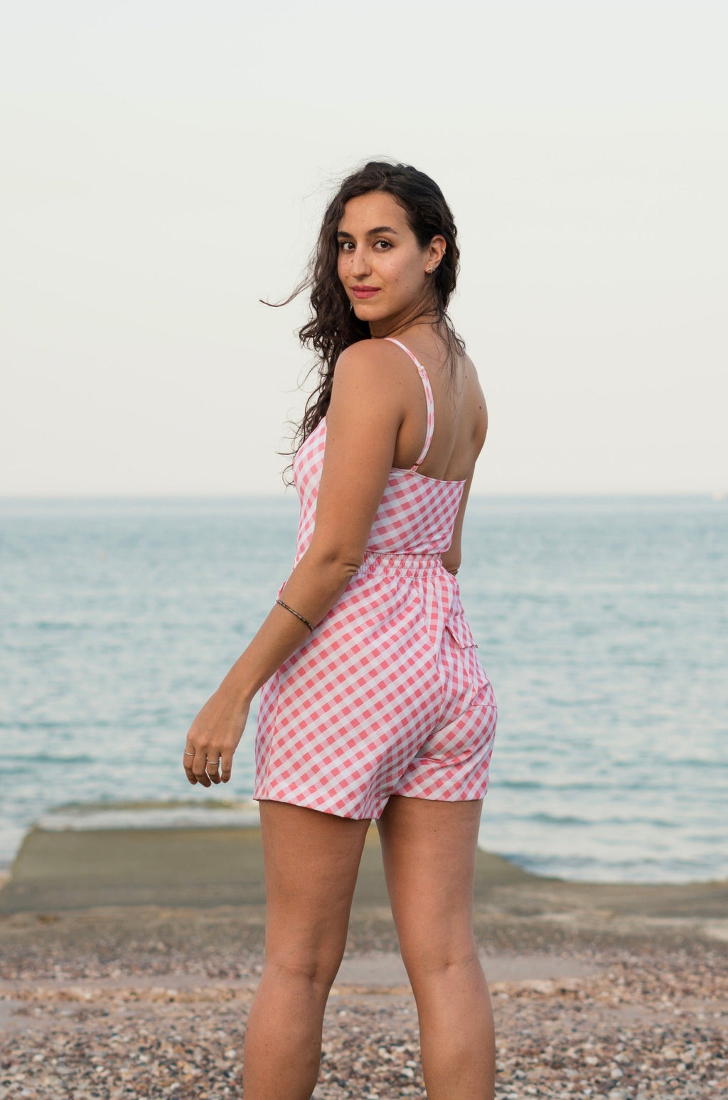 Gingham High Waisted Swim Shorts
