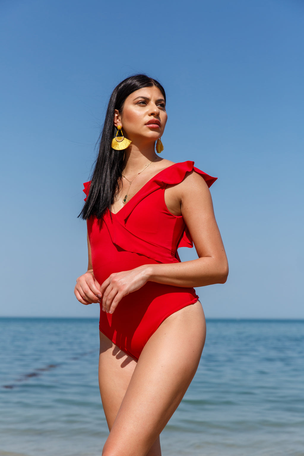 Red Ruffle Swimsuit