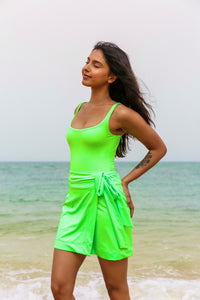 Neon Green Cabana Skirt