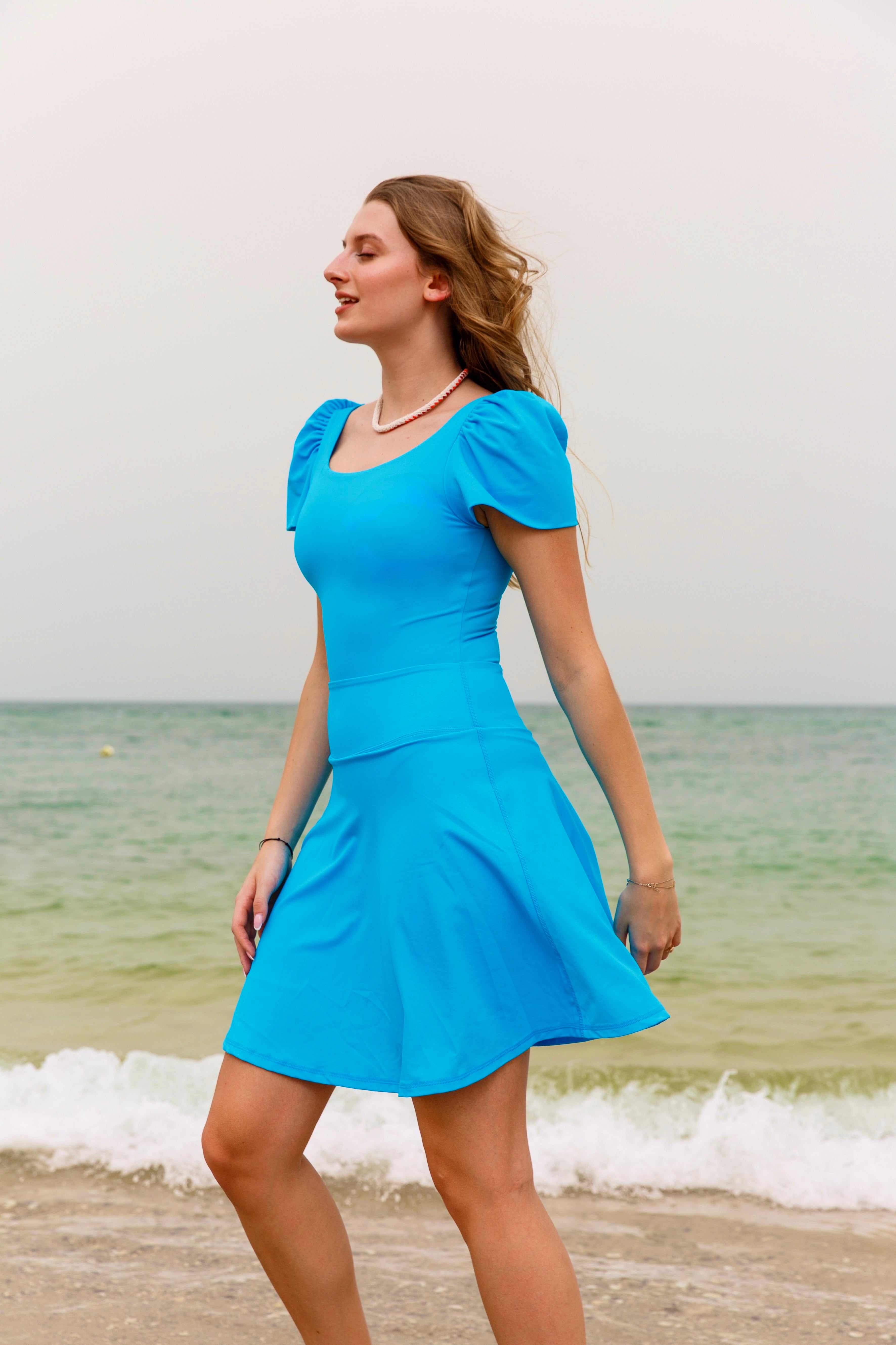 Neon Blue Flared Skort