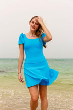 Neon Blue Flared Skort